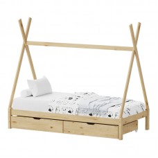 Παιδικό κρεβάτι Lalitto τ.Montessori με 2 συρτάρια τ.Montessori  pakoworld ξύλο πεύκου σε φυσική απόχρωση 90x190εκ