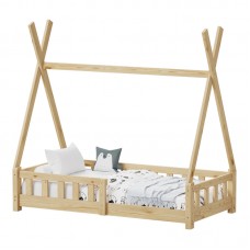Παιδικό κρεβάτι Noam τ.Montessori με κιγκλίδωμα pakoworld ξύλο πεύκου σε φυσική απόχρωση 70x140εκ