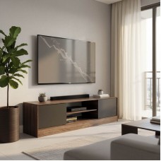 Έπιπλο τηλεόρασης Sasa I pakoworld σε oak-ανθρακί απόχρωση 150x35x41.5εκ