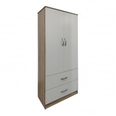 Ντουλάπα δίφυλλη με 2 συρτάρια Lego pakoworld σε oak-λευκή απόχρωση 80x42x180εκ