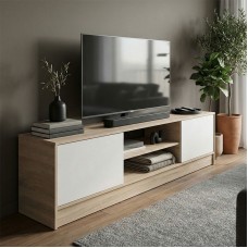 Έπιπλο τηλεόρασης Sasa pakoworld sonoma-λευκό 150x35x41.5εκ Έπιπλο τηλεόρασης Sasa pakoworld sonoma-λευκό 150x35x41.5εκ