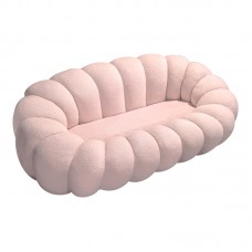 Καναπές Embrace pakoworld μπουκλέ ύφασμα σε ροζ απόχρωση 180x105x65εκ