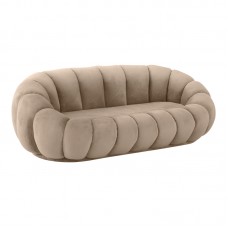 Καναπές Embrace pakoworld βελούδο σε μπεζ  απόχρωση 180x105x65εκ