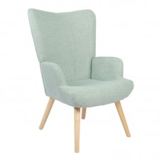 Πολυθρόνα-μπερζέρα Gerlina pakoworld μέντα ύφασμα με πόδι σε φυσική απόχρωση 71x64x94εκ