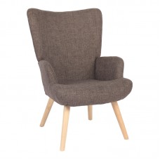 Πολυθρόνα-μπερζέρα Gerlina pakoworld καφέ ύφασμα με πόδι σε φυσική απόχρωση 71x64x94εκ