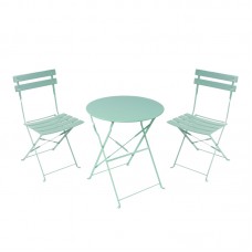 Τραπεζαρία Bistro pakoworld σετ 3τεμ μεταλλική αναδιπλούμενη σε μέντα απόχρωση Φ60x71εκ