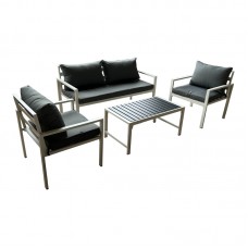 Σαλόνι Gardenly pakoworld σετ 4τμχ αλουμίνιο σε λευκή απόχρωση με μπεζ μαξιλάρια