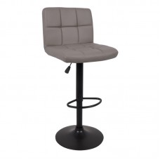 LINO Σκαμπό BAR με Πλάτη, Μέταλλο Μαύρο, PU Cappuccino, Ρύθμιση Ύψους, Περιστρεφόμενο 2τμχ