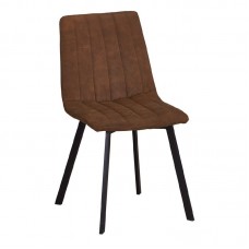 BETTY Chair Black Metal/Suede Brown Fabric 4pcs