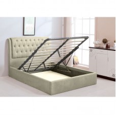 MAXWELL Κρεβάτι Διπλό με Αποθηκευτικό Χώρο, για Στρώμα 160x200cm, Ύφασμα Εκρού 1τμχ