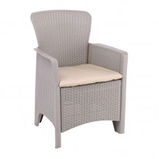 BOSTONIAN Armchair PP-UV Light Grey (K/D), Cushion Beige 2pcs