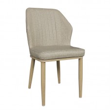DELUX Chair Metal Natural Paint/Beige Linen Pu 6pcs