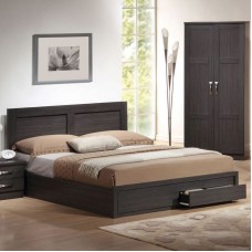 LIFE Κρεβάτι Διπλό, 2 Συρτάρια, για Στρώμα 140x190 cm, Απόχρωση Zebrano 1τμχ