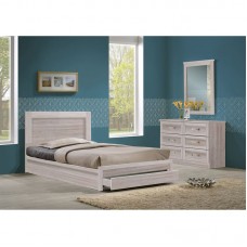 LIFE Κρεβάτι Μονό με Συρτάρι, για Στρώμα 90x200cm, Απόχρωση White Wash 1τμχ