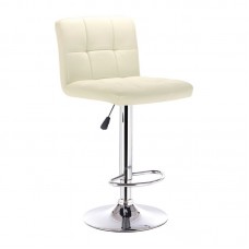 LINO Σκαμπό BAR με Πλάτη, Χρώμιο, PU Εκρού, Ρυθμιζόμενο Ύψος, Περιστρεφόμενο 2τμχ