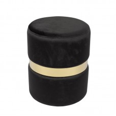 TOMMY Σκαμπό Βοηθητικό, Χρώμιο Χρυσό, Ύφασμα Velure Απόχρωση Μαύρο 1τμχ