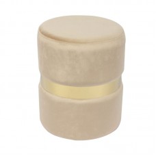 TOMMY Σκαμπό Βοηθητικό, Χρώμιο Χρυσό, Ύφασμα Velure Απόχρωση Μπεζ 1τμχ