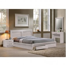 LIFE Κρεβάτι Διπλό, 2 Συρτάρια, για Στρώμα 160x200cm, Απόχρωση White Wash 1τμχ