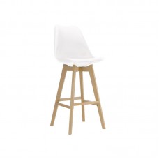 MARTIN Σκαμπό BAR με Πλάτη, Κάθισμα Η.67cm, Φυσικό, PP-Pu Άσπρο, Μονταρισμένη Ταπετσαρία 4τμχ