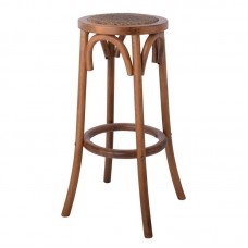 VIENNA Σκαμπό BAR, Ξύλο Οξυά Απόχρωση Καρυδί, Κάθισμα Ψάθα 1τμχ