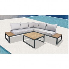 MEXICO Set (Corner Sofa + Table) Alu Anthracite/Cushion Grey 1pcs