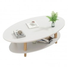 FINE Coffee Table (with shelf) 100x50x43cm White/Natural 1pcs