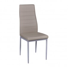 JETTA Καρέκλα Τραπεζαρίας Κουζίνας, Μέταλλο Βαφή Γκρι, Pvc Cappuccino Full K/D Συσκ.6 6τμχ