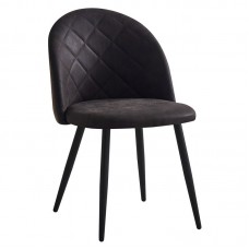BELLA Chair Metal Black/Suede Dark Grey Fabric 4pcs