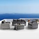 BELMAR Living Set Σαλόνι Κήπου ALU:3Θέσ+2 Πολυθρόνες+Τραπέζι Wicker Grey White,  Μαξιλ.Γκρι 1τμχ
