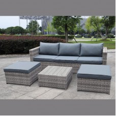 PRIMERA Set Alu (Sofa 3-S+2 Stools+Table) Wicker Grey/Cushions Dark Grey 1pcs