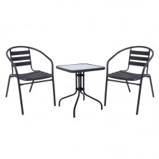 BALENO Set (Table 60x60cm+2 FUNKY Armchairs) Metal Anthracite 1pcs