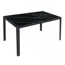 DEGO Table 140x80cm Metal Black Paint/Glass Black Marble 1pcs