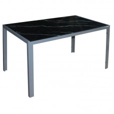 DEGO Table 140x80cm Metal Grey Paint/Glass Black Marble 1pcs