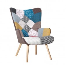 ALMA Armchair Natural / Patchwork Fabric (K/D) 1pcs