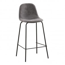 CELINA Σκαμπό BAR με Πλάτη, Μέταλλο Βαφή Μαύρο, Ύφασμα Suede Απόχρωση Γκρι 4τμχ