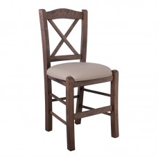METRO Καρέκλα Οξιά Βαφή Εμποτισμού Καρυδί, Κάθισμα Pu Cappuccino 1τμχ