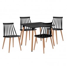 LAVIDA-ART Τραπεζαρία: Τραπέζι 80x80 Οξιά/MDF + 4 Καρέκλες Μέταλλο Βαφή Φυσικό PP Μαύρο 1τμχ