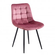 MYRIAM-R Καρέκλα Τραπεζαρίας, Μέταλλο Βαφή Μαύρο, Ύφασμα Velure Απόχρωση Dirty Pink 6τμχ
