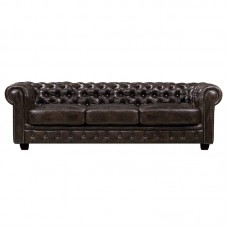 CHESTERFIELD 689 Καναπές 4Θέσιος Σαλονιού Καθιστικού, Δέρμα Απόχρωση Καφέ 1τμχ