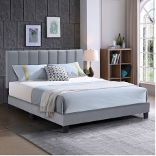 ALLEGRO Κρεβάτι Διπλό για Στρώμα 160x200cm, Ύφασμα Γκρι, με Κεφαλάρι πολλαπλών θέσεων 1τμχ