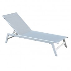 CORTE Ξαπλώστρα K/D, Μέταλλο Βαφή Άσπρο, Textilene Ανοιχτό Γκρι 2τμχ