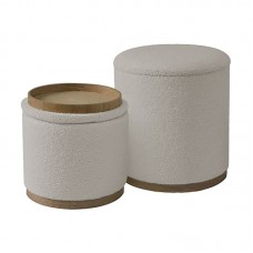 MATIC Set-2 Σκαμπό-Τραπεζάκι με Αποθηκευτικό Χώρο, Teddy Ύφασμα Εκρού 1τμχ