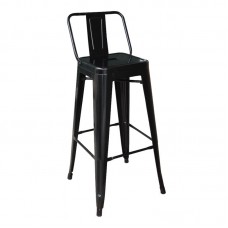 RELIX Σκαμπό Bar με Πλάτη, Μέταλλο Βαφή Μαύρο, Ύψος καθίσματος 66cm 1τμχ