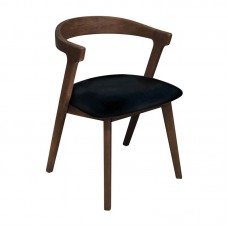 SANDRA Καρέκλα Τραπεζαρίας, Απόχρωση Καρυδί, Pu Μαύρο 2τμχ