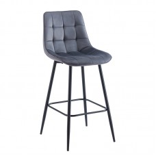 MYRIAM Σκαμπό BAR, Μέταλλο Βαφή Μαύρο, Ύφασμα Velure Σκούρο Γκρι 2τμχ