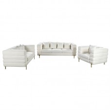 MORRIS Set Σαλόνι - Καθιστικό 3θέσιος + 2θέσιος + Πολυθρόνα Ύφασμα Teddy Άσπρο 1τμχ