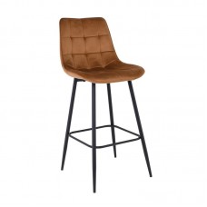 MYRIAM Σκαμπό BAR, Μέταλλο Βαφή Μαύρο, Ύφασμα Velure Μπεζ 2τμχ