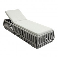 MAJORCA Ξαπλώστρα, Αλουμίνιο με Olefin Rope Γκρι, Μαξιλάρι Ανοιχτό Γκρι 1τμχ