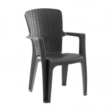 SIDE Πολυθρόνα Κήπου-Βεράντας Στοιβαζόμενη, (Rattan Look) PP-UV Απόχρωση Ανθρακί 1τμχ
