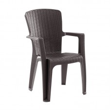 SIDE Πολυθρόνα Κήπου-Βεράντας Στοιβαζόμενη, (Rattan Look) PP-UV Απόχρωση Καφέ 1τμχ